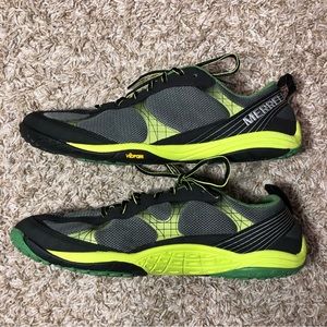 NWOT Merrell Road Glove Running Shoes, Men’s US 9.5, Black/Lime Zest - Perfect!
